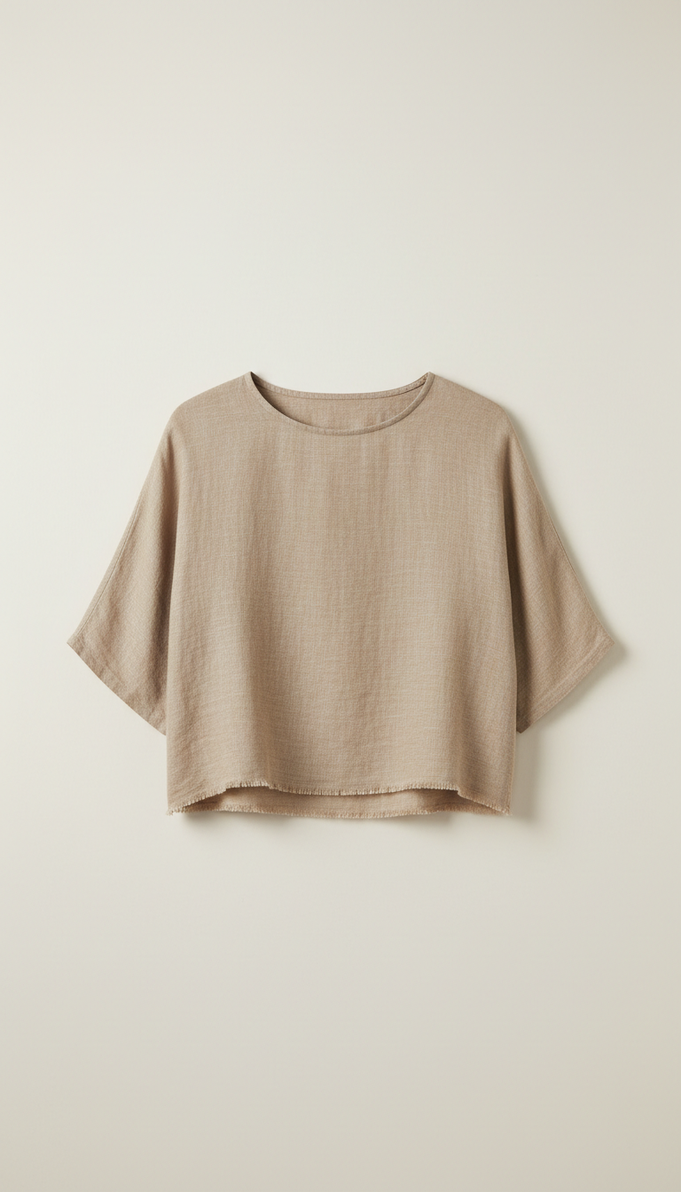 Cropped Linen Shirt in Soft Ivory