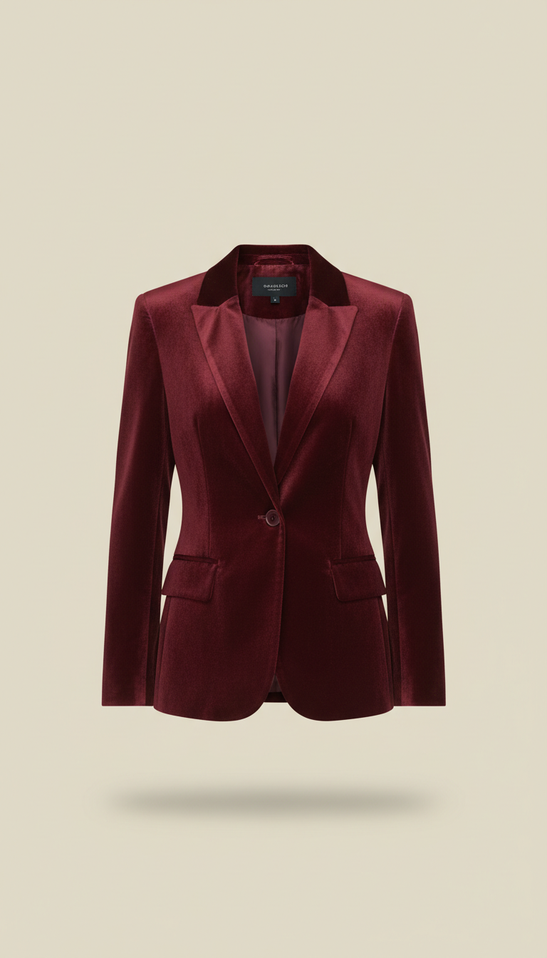 Burgundy Velvet Women's Blazer