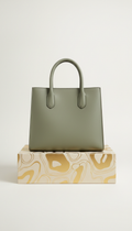 Sage leather structured tote