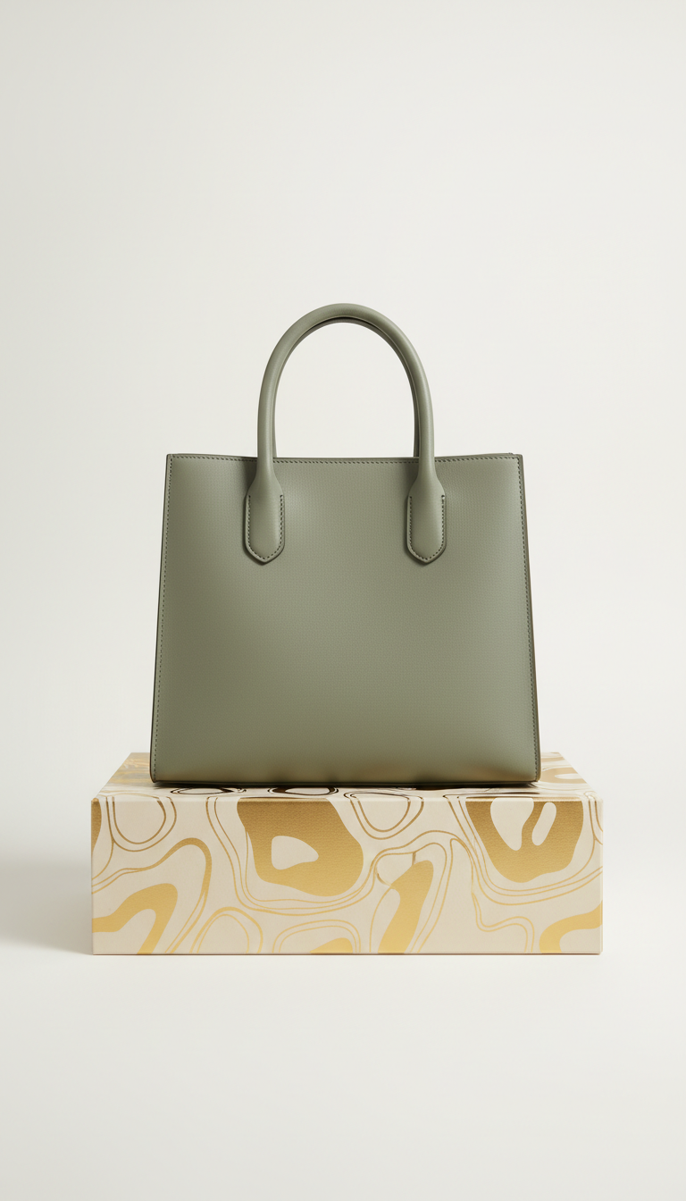 Sage leather structured tote